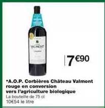 a.o.p. corbières château valmont rouge en conversion vers l'agriculture biologique