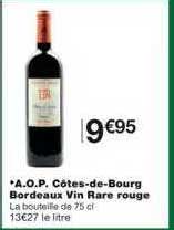 a.o.p. côtes-de-bourg bordeaux vin rare rouge