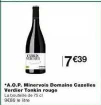a.o.p. minervois domaine cazelles verdier tonki rouge