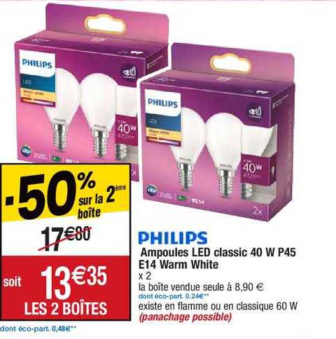 Ampoules Led Classic 40 W P45 E14 Warm White Philips