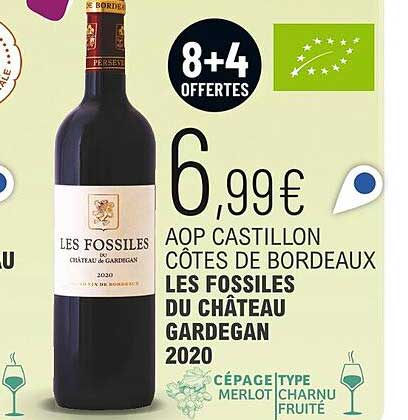aop castillon côtes de bordeaux les fossiles du château gardegan 2020