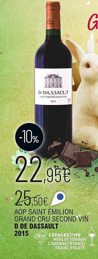 aop saint émilion grand cru second vin d de dassault 2015