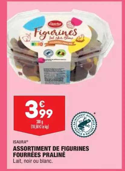 assortiment de figurines fourrées praliné isaura