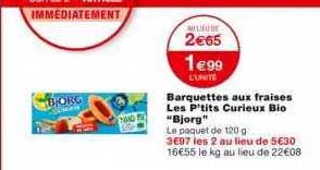 barquettes aux fraises les p'tits curieux bio "bjorg"