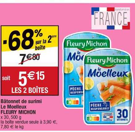 Bâtonnet De Surimi Le Moelleux Fleury Michon