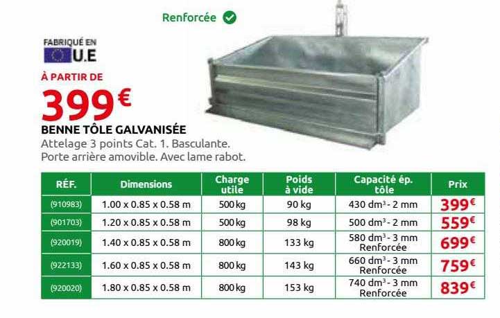 Benne Tôle Galvanisée