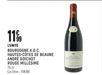 bourgogne a.o.p. hautes-côtes de beaune andré goichot rouge millésimé