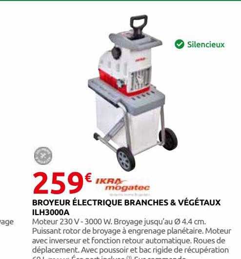 broyeur électrique branches & végétaux ilh3000a ikra mogatec