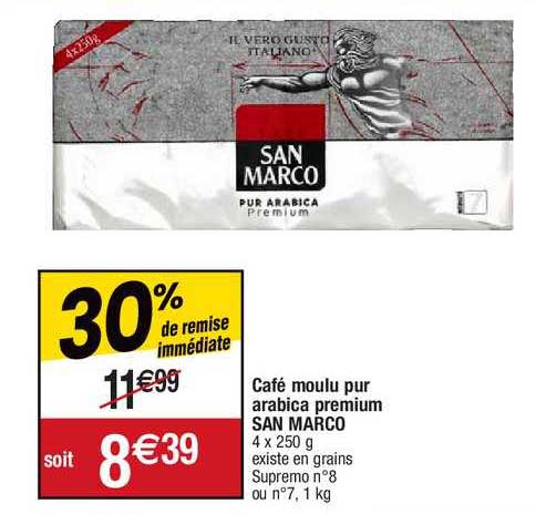 café moulu pur arabica premium san marco