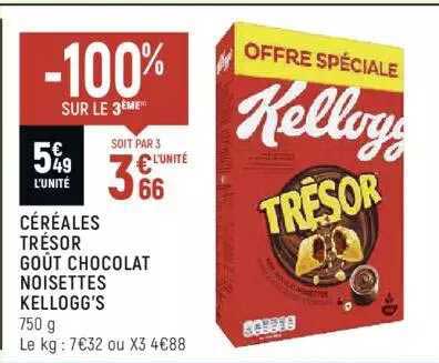 Céréales Trésor Goût Chocolat Noisettes Kellogg's