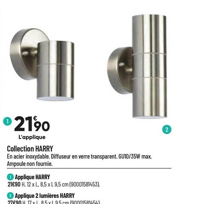 collection harry : applique, applique 2 lumières