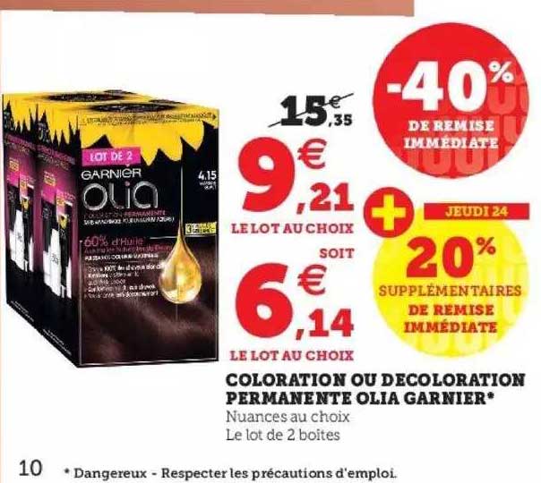 coloration ou décoloration permanente olia garnier