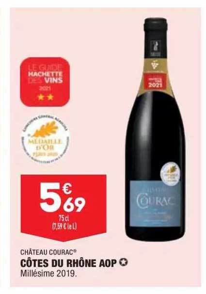 côtes du rhône aop millésime 2019 château courac
