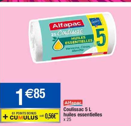 coulissac 5 l huiles essentielles alfapac