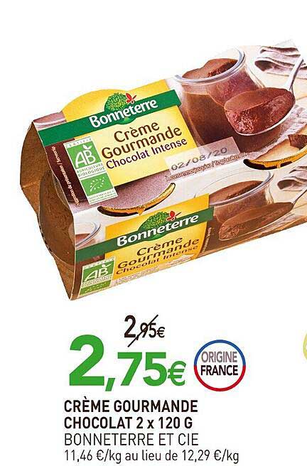crème gourmande chocolat bonneterre et cie 2 x 120 g