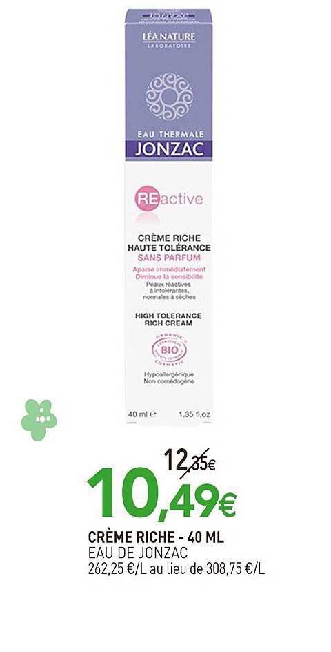 crème riche eau de jonzac - 40 ml