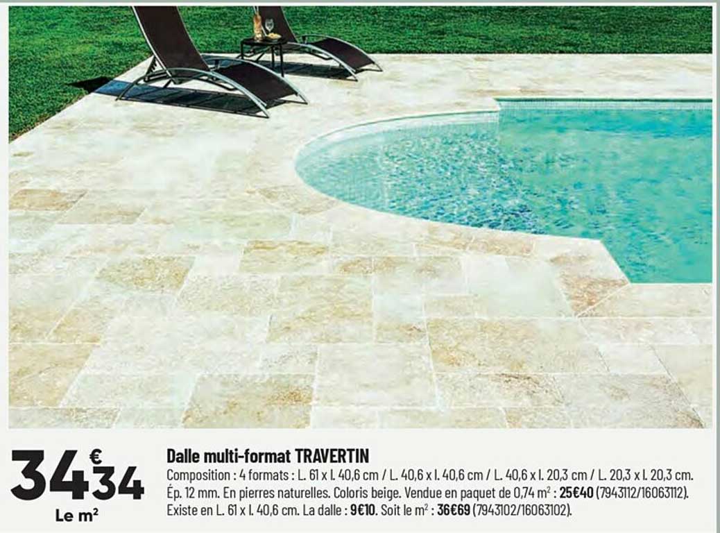 dalle multi-format travertin
