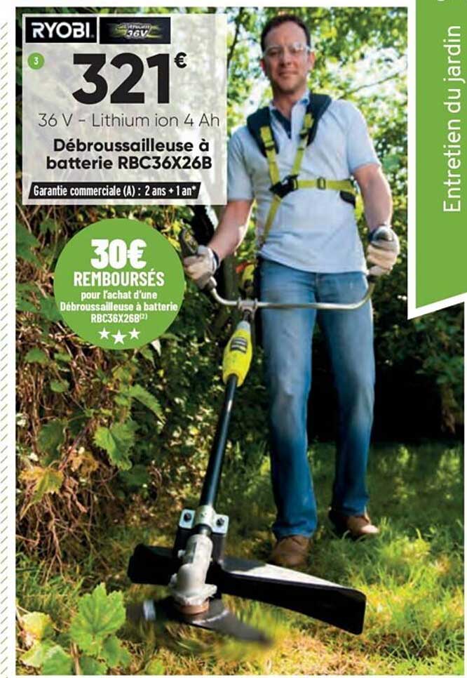 débroussailleuse à batterie rbc36x26b ryobi