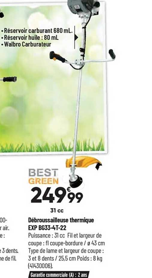 débroussailleuse thermique exp bg33-4t-22 bestgreen