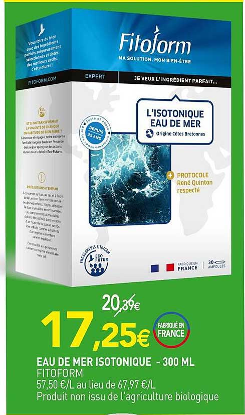 eau de mer isotonique fitoform - 300 ml
