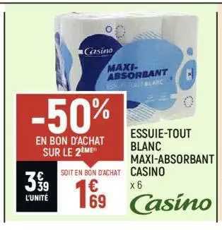 essuie-tout blanc maxi-absorbant casino