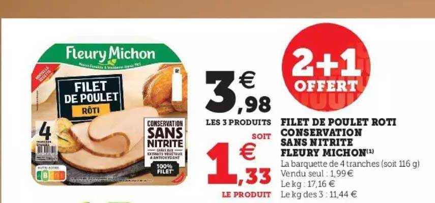 Filet De Poulet Rôti Conservation Sans Nitrite Fleury Michon