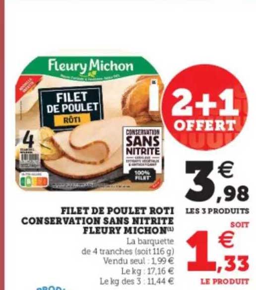 filet de poulet rôti conservation sans nitrite fleury michon