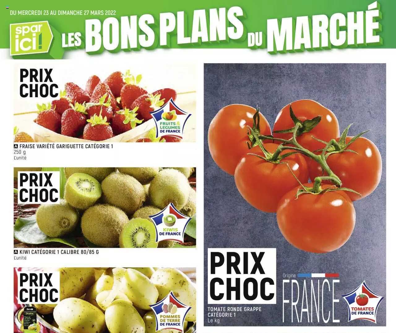 fraise gariguette, kiwi, tomate ronde grappe