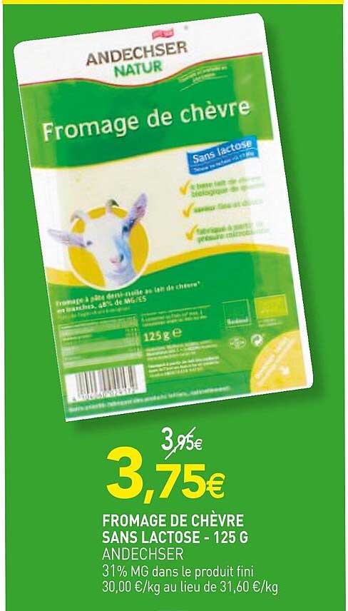 fromage de chèvre sans lactose andechser - 125 g