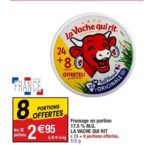 fromage en portion 17.5% m.g. la vache qui rit