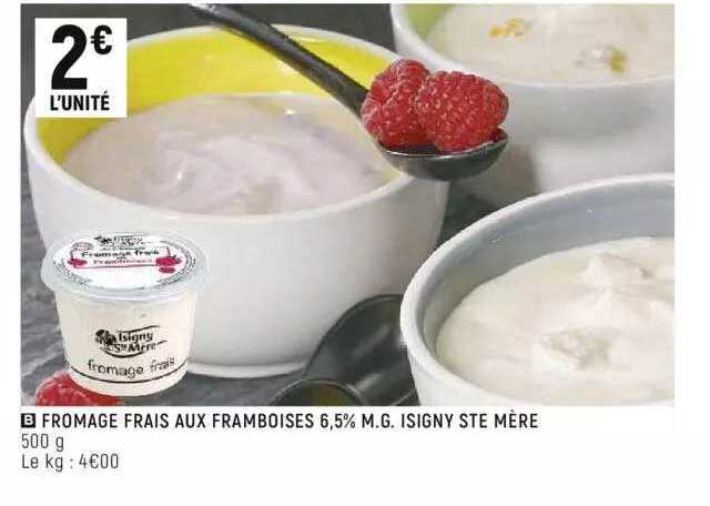 fromage frais aux framboises 6,5% m.g. isigny ste mère