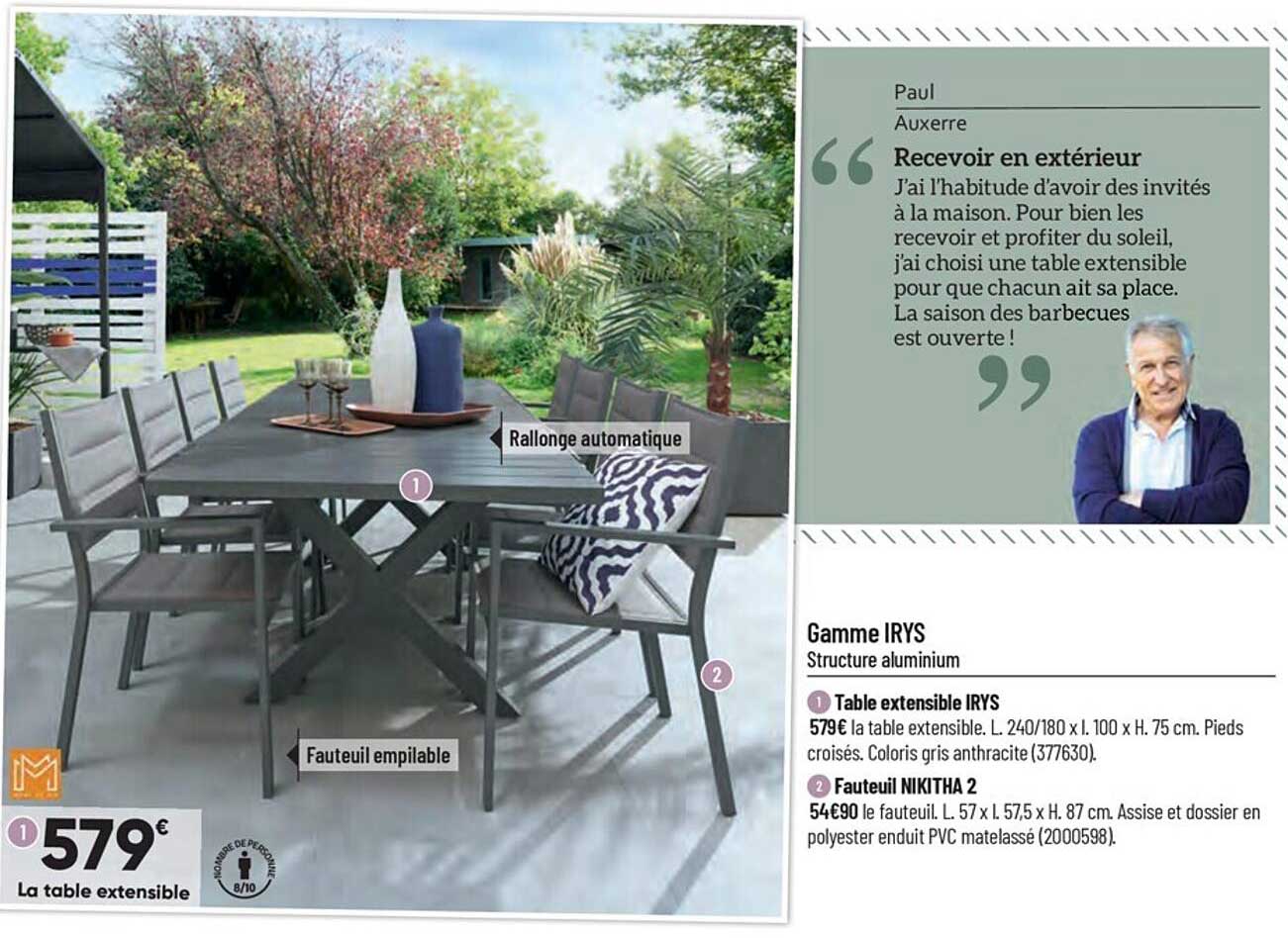 gamme irys : table extensible irys, fauteuil nikitha 2