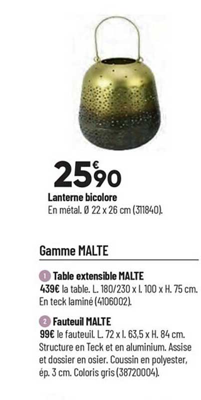 gamme malte : table extensible, fauteuil