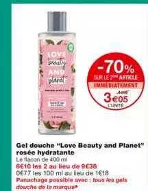 gel douche "love beauty and planet" rosée hydratante