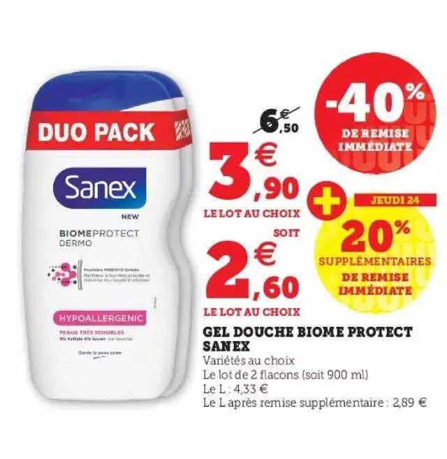 gel douche biome protect sanex