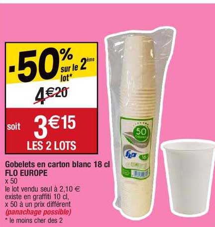 gobelets en carton blanc 18 cl flo europe