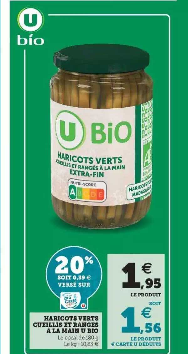 haicots vert cueillis et ranges à la main u bio