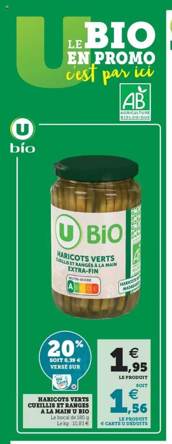 haricots verts cueillis et ranges à la main u bio