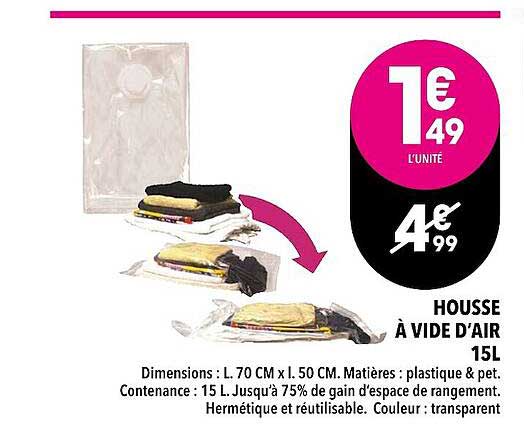 housse à vide d'air 15l