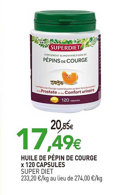 huile de pépin de courge x120 capsules super diet