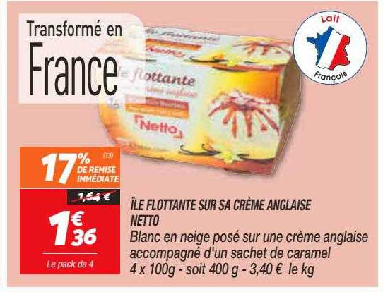 île flottante sur sa crème anglaise netto