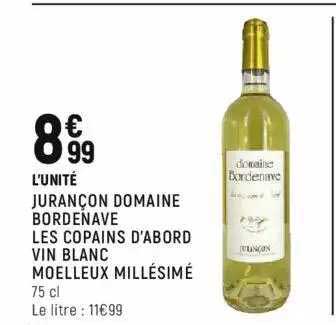 jurançon domaine bordenave les copains d'abord vin blanc moelleux millésimé