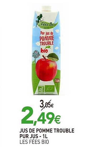 jus de pomme trouble pur jus les fées bio - 1 l