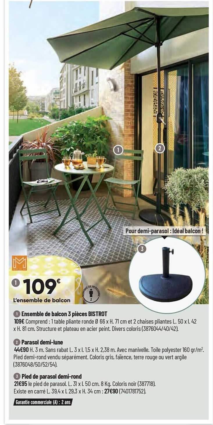 l'ensemble de balcon 3 pièces bistrot