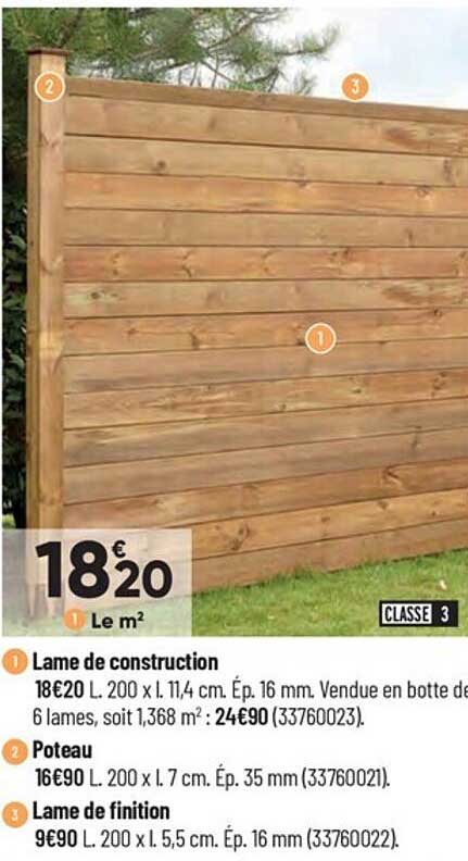 lame de construction, poteau, lame de finition