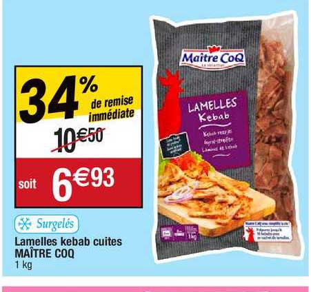 lamelles kebab cuites maître coq