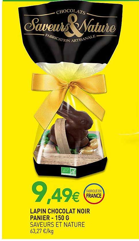 Lapin Chocolat Noir Saveurs Et Nature - 150 G