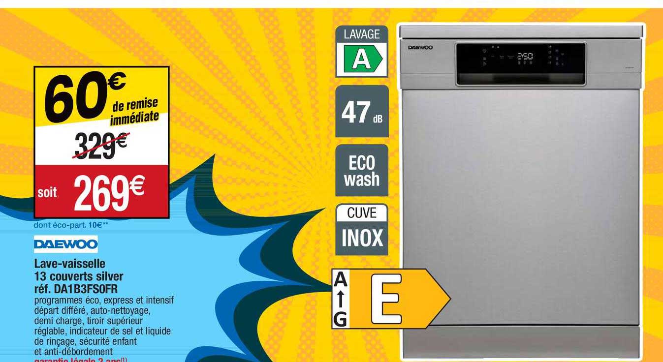 lave-vaisselle 13 couverts silver daewoo