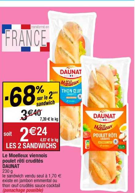 Le Moelleux Viennois Poulet Rôti Crudités Daunat