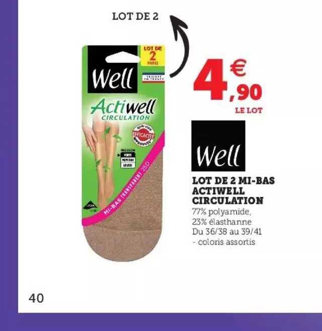 lot de 2 mi-bas actiwell circulation well